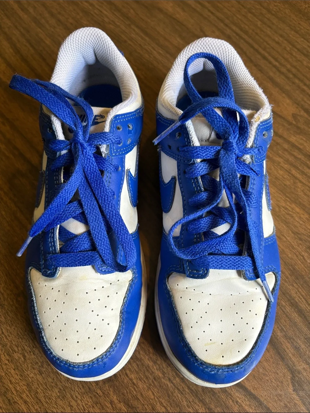 Nike Size 3 Youth Dunk Low Top White Hyper Royal Hyper FB9108 131 Sneakers